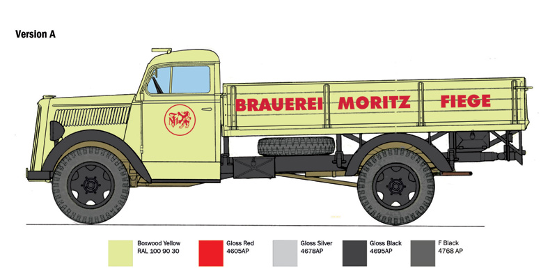 italeri-3960-3-Opel-Blitz-Classic-Pritschen-Lieferwagen-Bierlaster-Brauerei