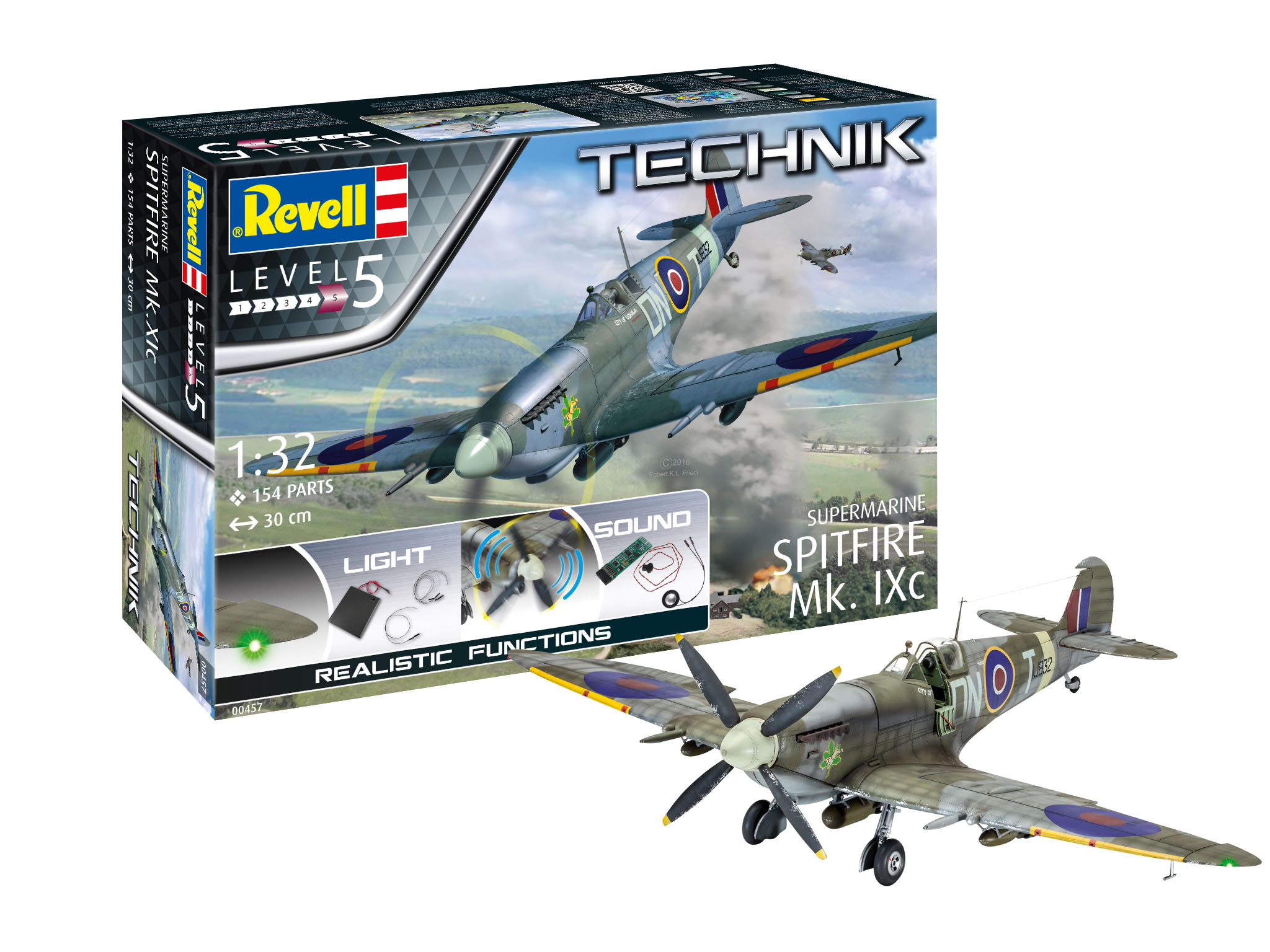 revell-000457-1-Supermarine-Spitfire-Mk-IXc-Technik-Kit-mit-Licht-und-Sound-Funktionen