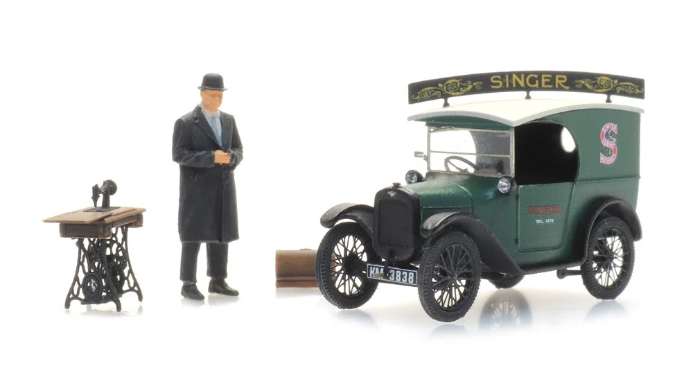 artitec-387531-1-Austin-Seven-Lieferwagen-Singer-Nähmaschine-Verkäufer-Außenhandelsvertreter