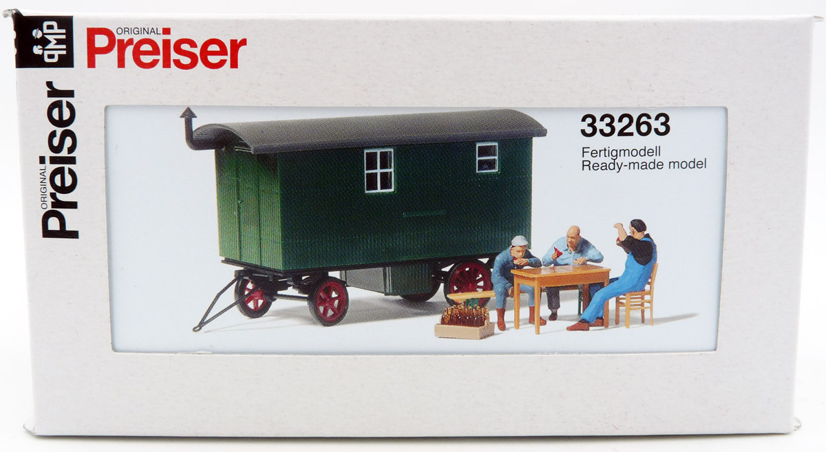 preiser-33263-Bauarbeiter-in-derPause-Bauwagen-Zubehör-Waldarbeiter