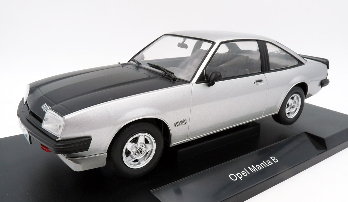 model-car-group-MCG18258-1-Opel-B-Manta-GT-E-silber-metallic-mattschwarz-vorne