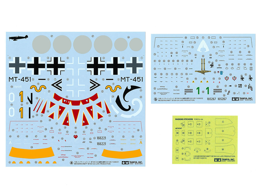 Tamiya-61128-8-Messerschmitt-Bf109-G-6-late-production-Plastikmodellbausatz-Dekorbogen-Decals