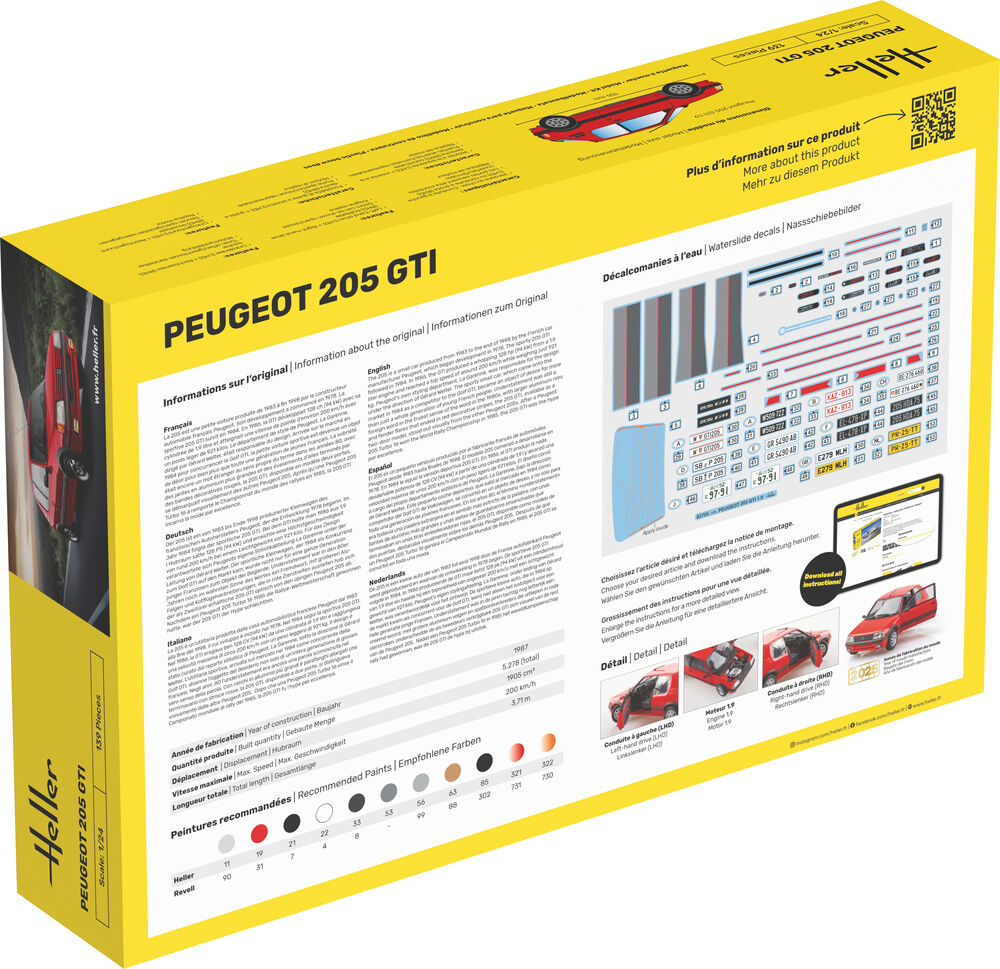 Heller-82705-2-Peugeot-205-GTI-1-9-kompakter-Sport-Franzose-Dorfjugend-Traum-Modellbausatz