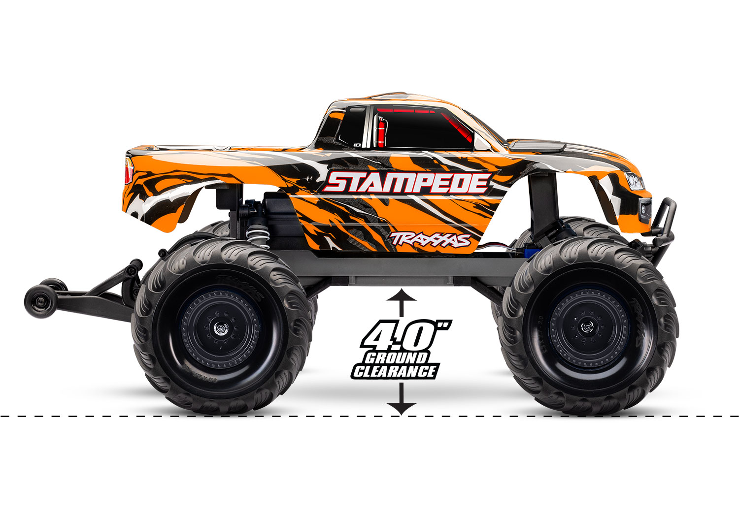 Traxxas-36254-8–ORNG-2-Stampede-Monster-Truck-orange-Bodenfreiheit-Wheelie-Bar