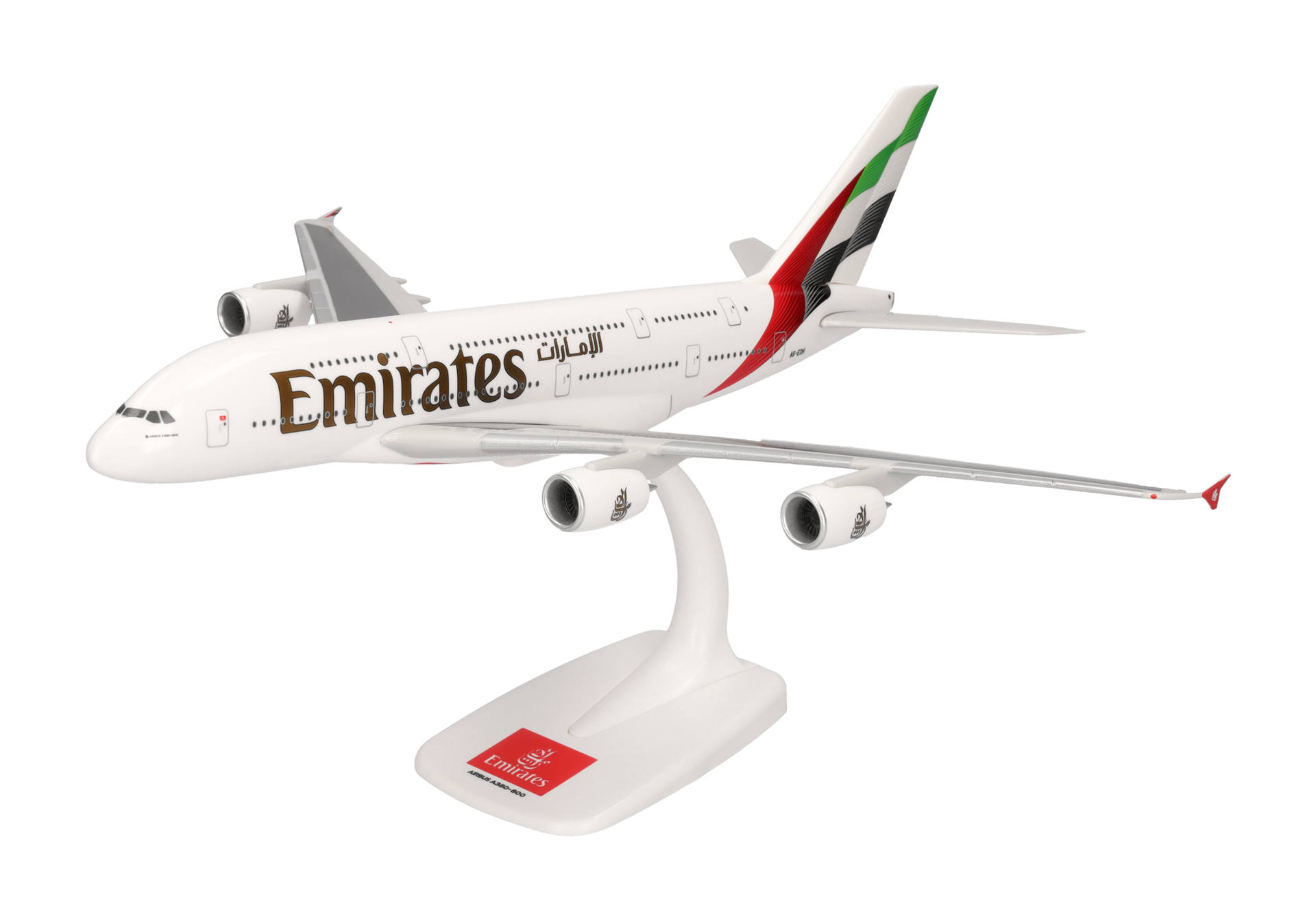 Herpa-614948-1-Emirates-Airbus-A380-Reg-A6-EOH-Modellflugzeug-vorne