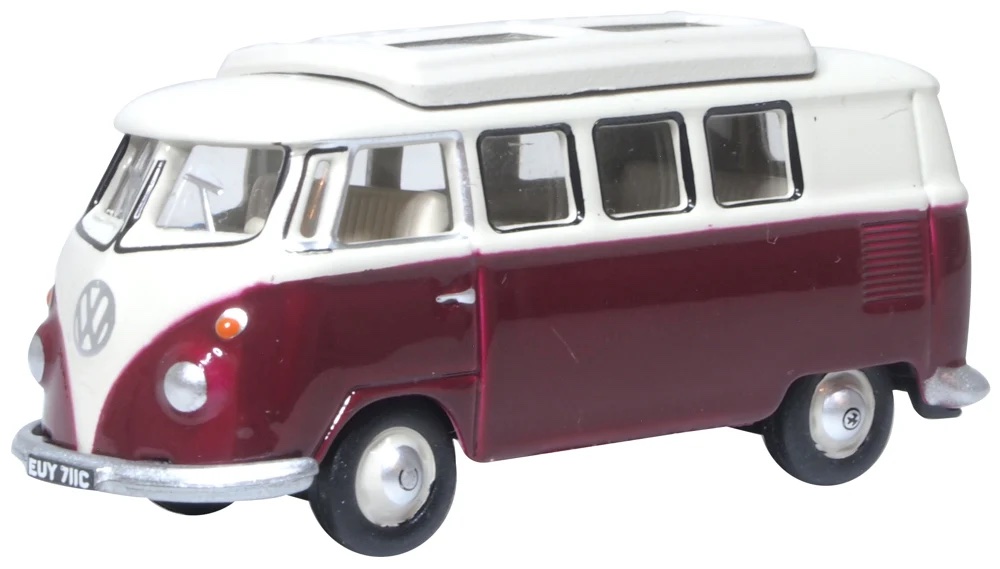 oxford-76VWS010-Volkswagen-VW-T1-Camper-Bus-weinrot-beige