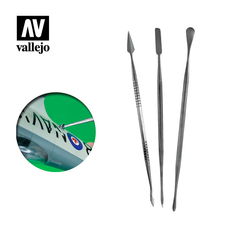 vallejo-T02002-1-Spatel-Set-3er-mit-verschiedenen-Spitzen-Auftragwerkzeug