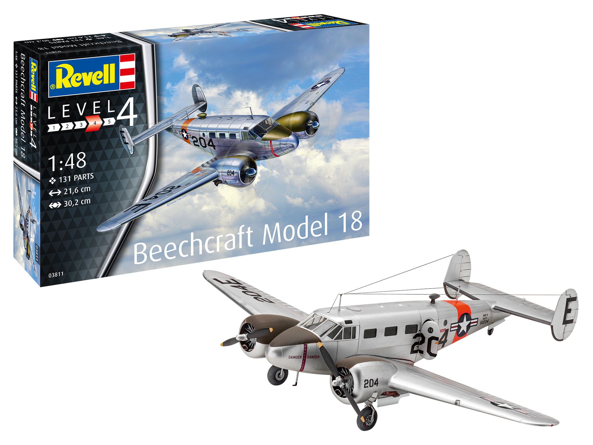 revell-03811-Beechcraft-Model-18-zweimotoriges-Flugzeug-Sternmotoren
