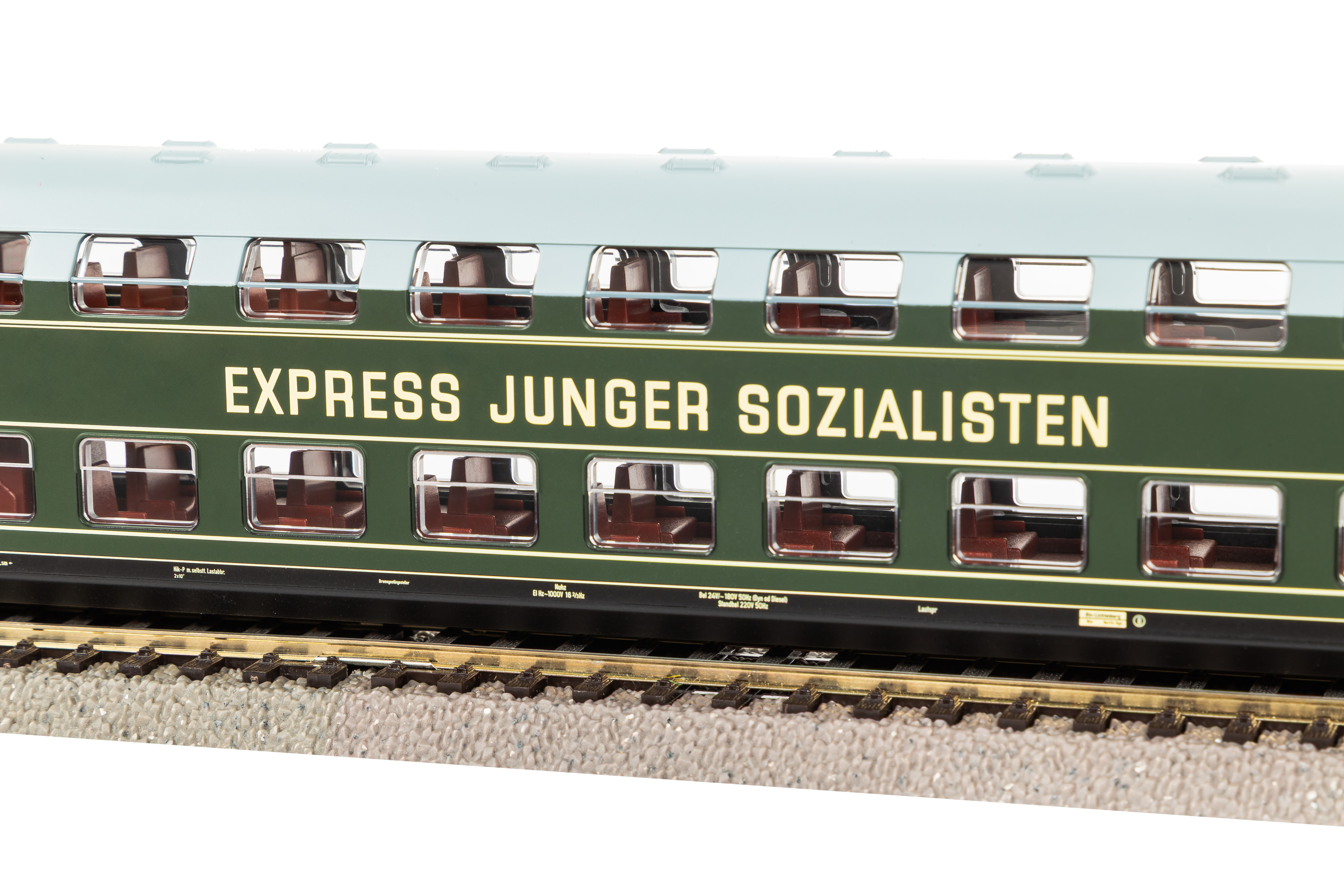 Piko-53125-3-Doppelstock-Gliederzug-DGBe12-Express-Junger-Sozialisten-FDJ-DDR-seid-allzeit-bereit-Freundschaft