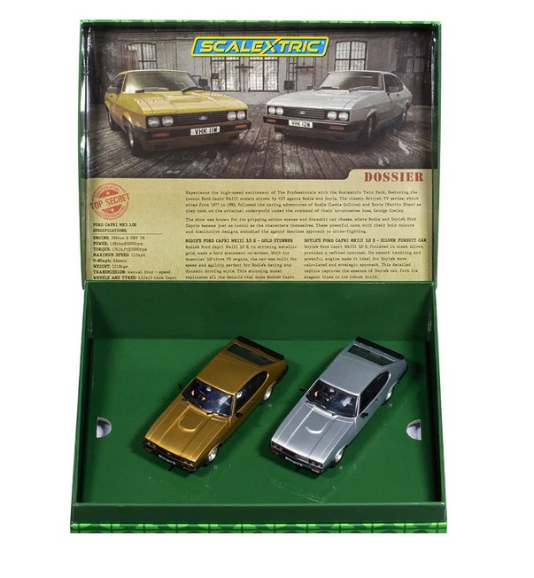Scalextric-C4642-1-The-Professionals-Ford-Capri-Mk-III-twin-pack-Doppelset-Geschenkbox