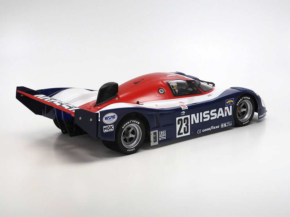 Tamiya-47531-2-Nissan-R91CP-Daytona-Winner-Gruppe-C-Gitterrohrrahmen-Chassis-Flachbahner-Wiederauflage-Heckansicht