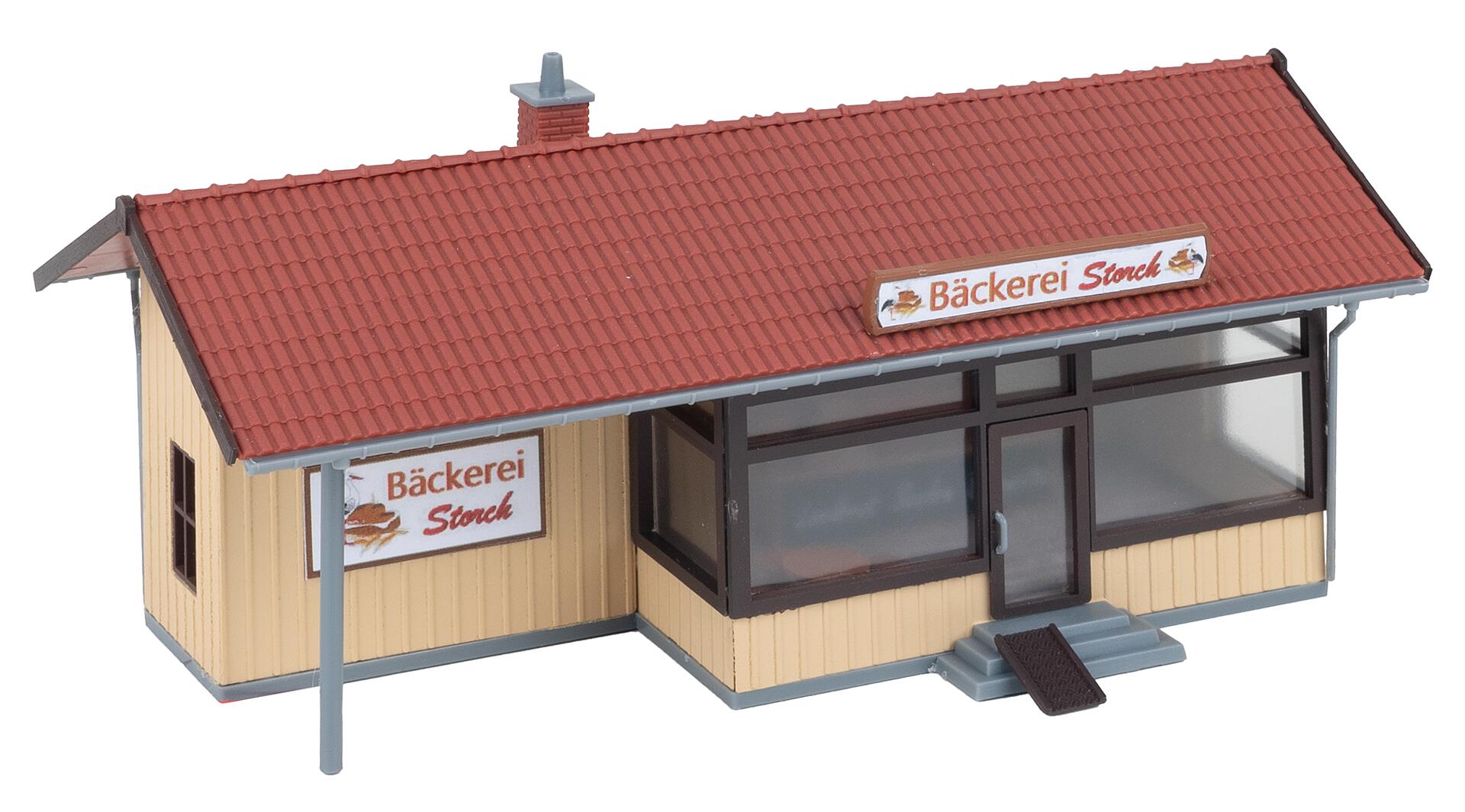 Faller-191833-2-Kleine-Bäckerei-Modellhaus-Bausatz-für-Modelleisenbahn-vorne