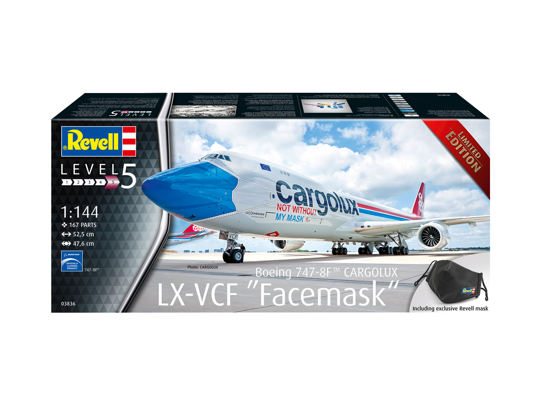 revell-03836-Boeing-747-8F-Cargolux-LX-VCF-Facemask-limited-edition-mit-Stoffmaske