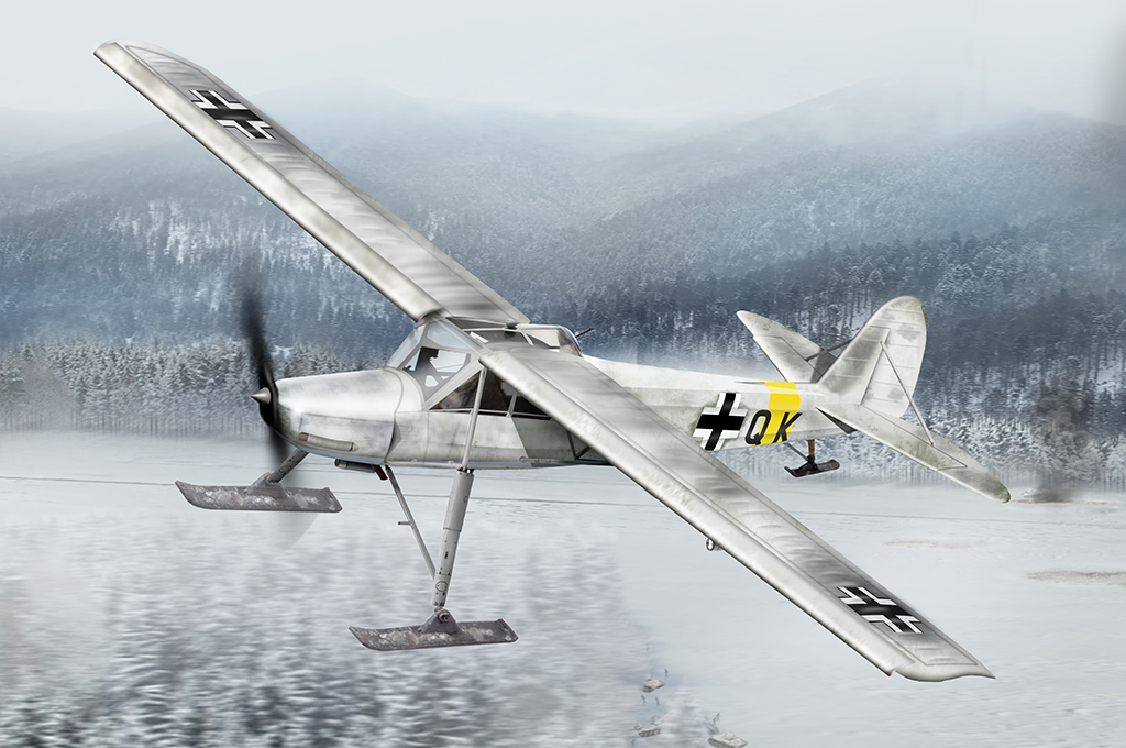 hobbyboss-80183-1-Fieseler-Fi-156-C-3-mit-Skiern-Wintertarn