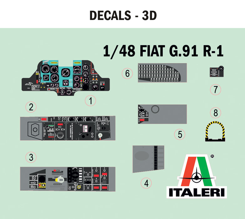 italeri-92645-3-Fiat-G91-R-Bundesluftwaffe-Cold-War-NATO-Fighter-Cockpit-Panels