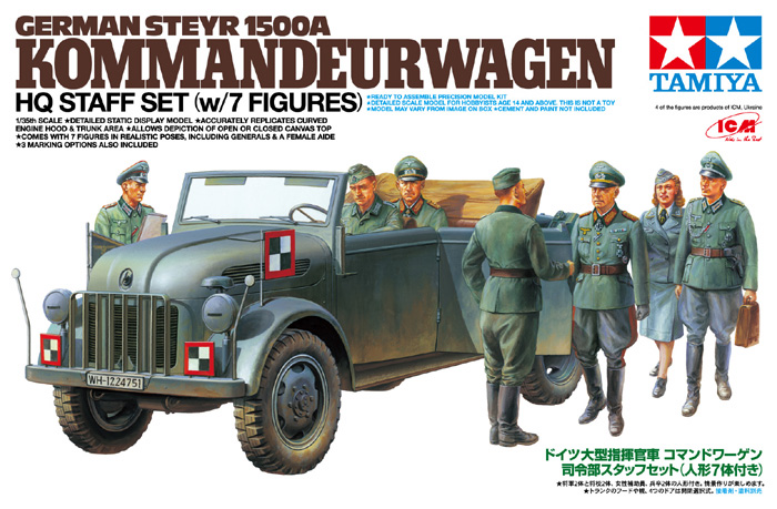 Tamiya German Steyr 1500A Kommandeurwagen mit 7 Figuren #25149