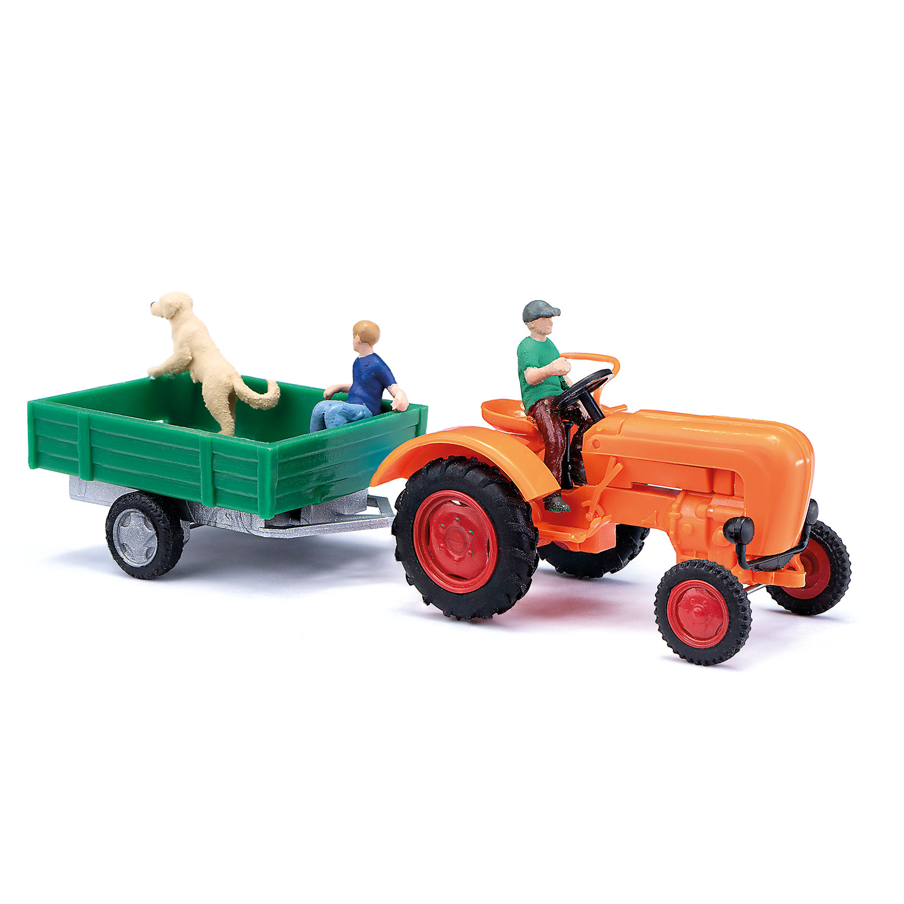 busch-50052-1-Allgaier-A-111-L-mit-Einachsanhänger-und-Figuren