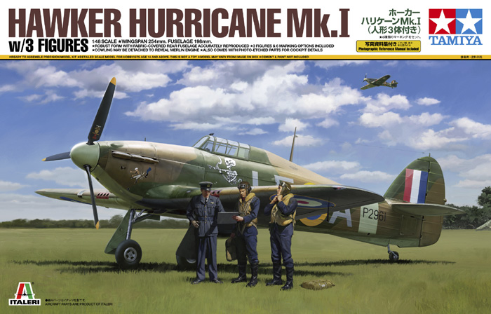 tamiya-37011-2-Hawker-Hurricane-Mk-I-mit-drei-Figuren-Fotobroschüre-Italeri