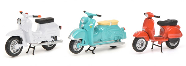 schuco-450380000-Motorroller-Set-Zündapp-Bella-Simson-Schwalbe-Vespa-PX-Scooter