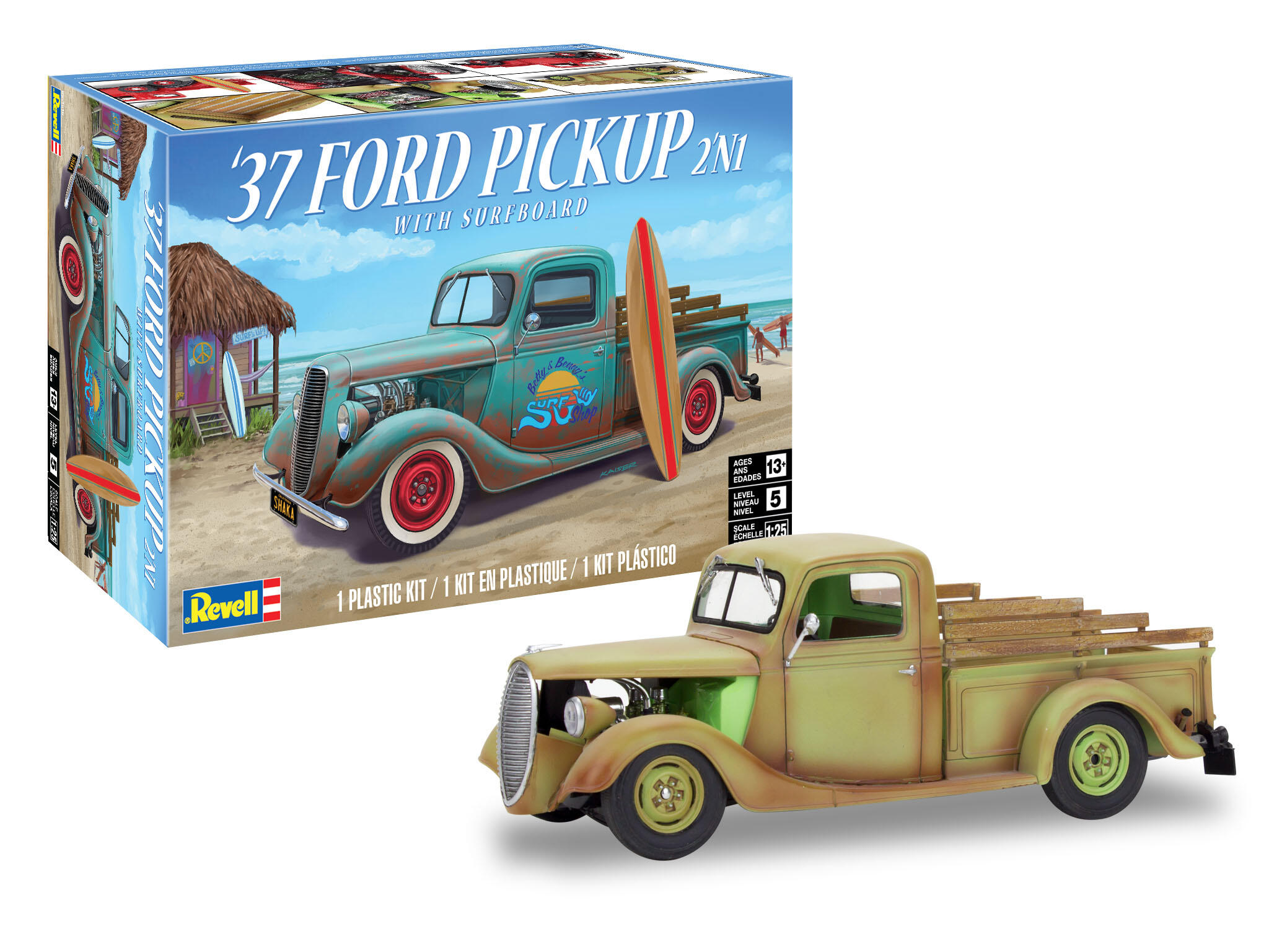 Revell-85-4516-1-1937—Ford-Pickup-with-surfboard-Hot-Rod-Bausatz