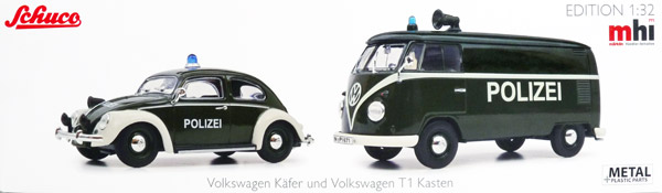 schuco-450774400-1-MHI-Set-Polizei-Volkswagen-Käfer-VW-T1-Kasten-Sonderset-märklin-Händler-Initiative-1-zu-32