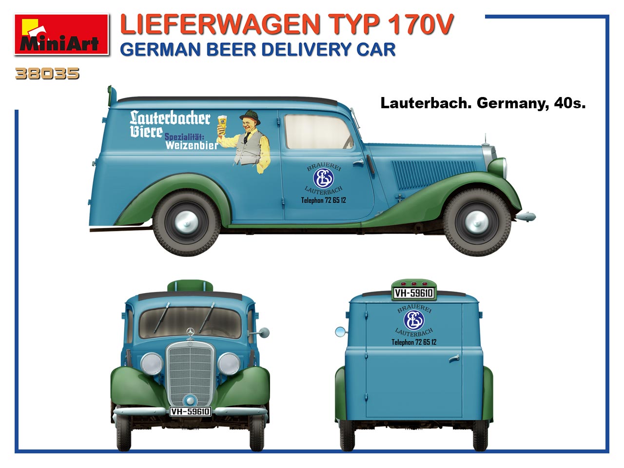 miniart-38035-6-Mercedes-Lieferwagen-Typ-170V-Bierlaster-Lauterbacher-Zwickauer-Winkler-Bräu-Mainburg
