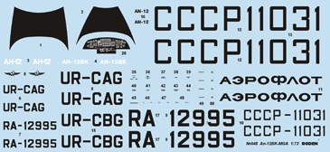 roden-048-3-Antonov-An-12BK-Civil-Transportflugzeug-Soviet-Luftfrachter-Aeroflot-Ukraine-Freight-Decals-Bogen-Zwei
