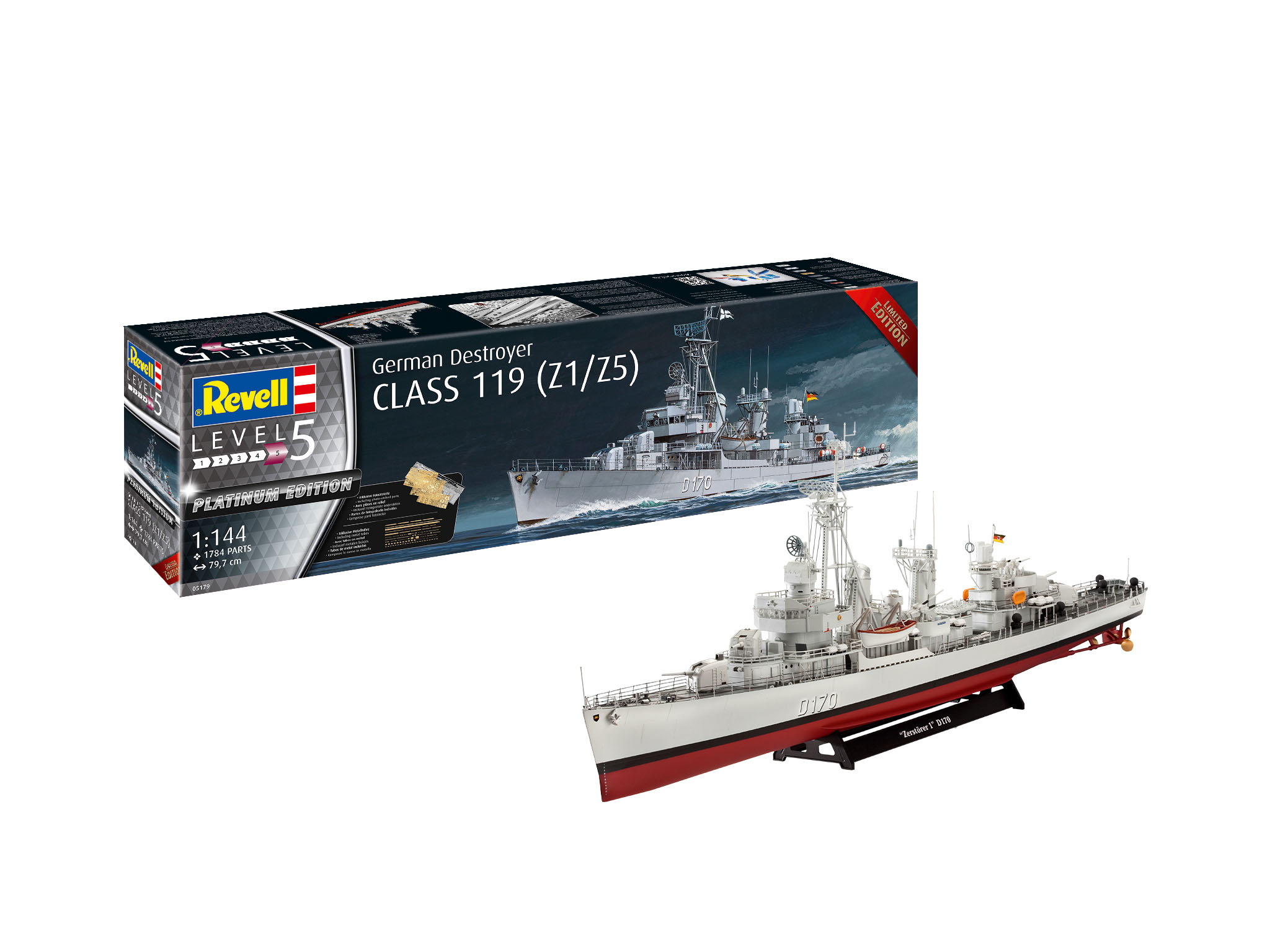 revell-05179-1-Deutscher-Zerstörer-Klasse-119-Z1-Z5-platinum-edition-Bausatz-Kartonage