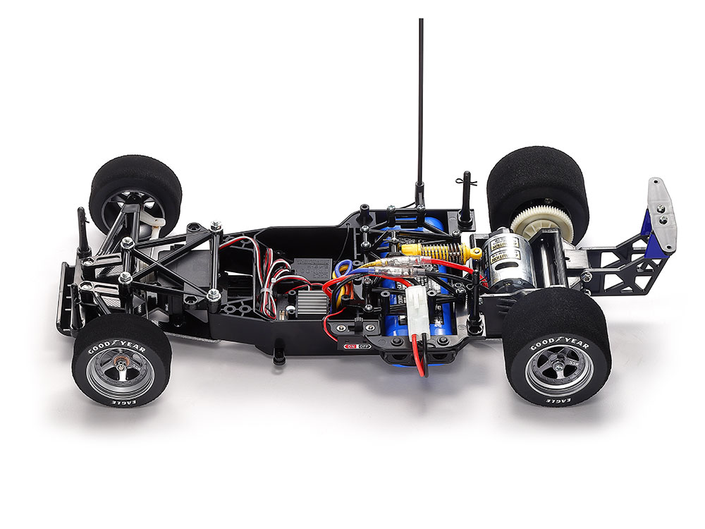 Tamiya-47531-4-Nissan-R91CP-Daytona-Winner-Gruppe-C-Gitterrohrrahmen-Chassis-Flachbahner-Wiederauflage-Cockpit-Fahrgestell-nackt