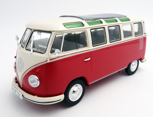 schuco-450785200-1-Volkswagen-VW-T1b-Samba-Fensterbus-rot-créme-luftgekühlt