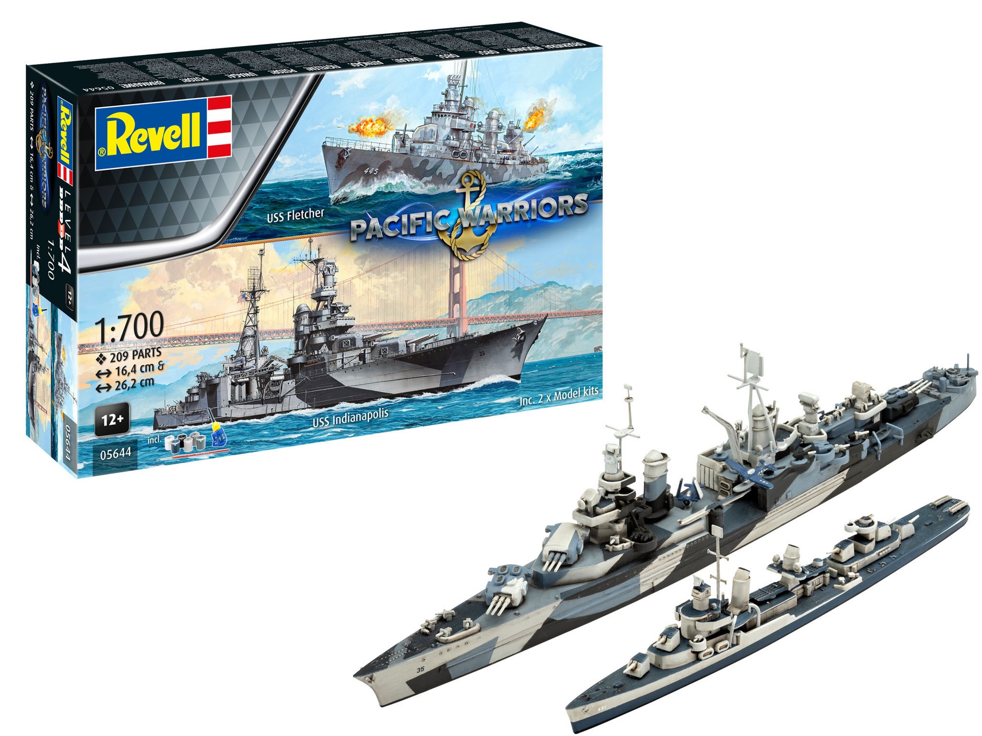 revell-05644-Pacific-Warriors-USS-Fletcher-USS-Indianapolis-Schlachtschiff-Set