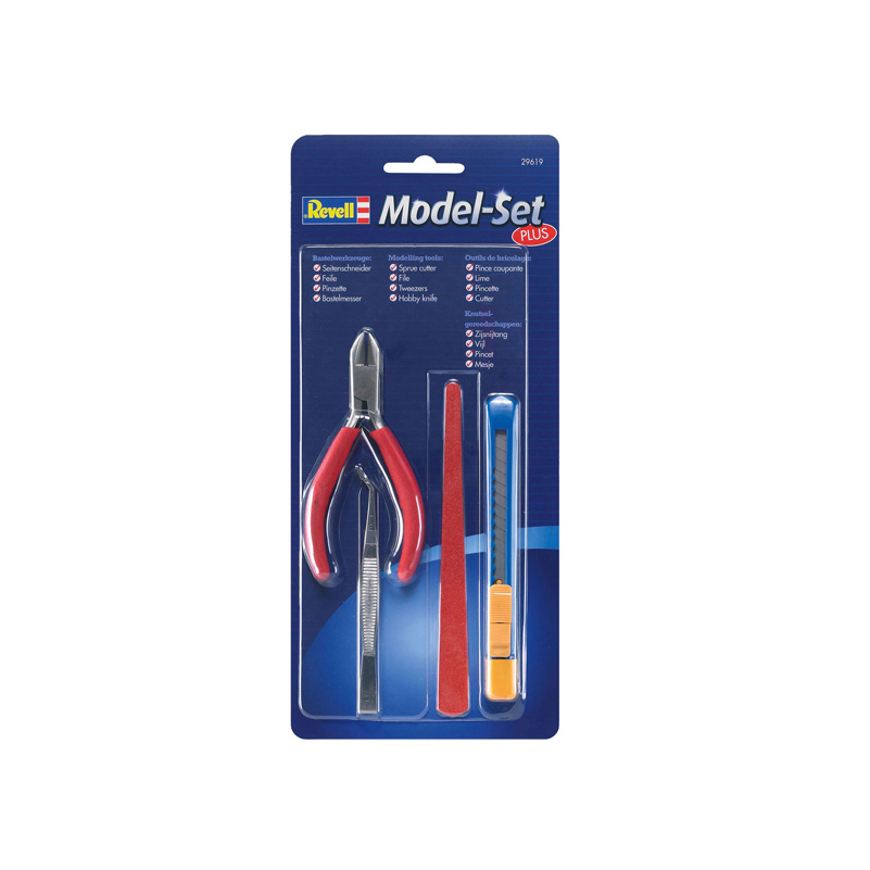 revell-29619-Modellbau-Werkzeug-Set-Model-Set-Plus-Seitenschneider-Feile-Pinzette-Messer-Plastikmodellbau revell-29619-Modellbau-Werkzeug-Set-Model-Set-Plus-Seitenschneider-Feile-Pinzette-Messer-Plastikmodellbau