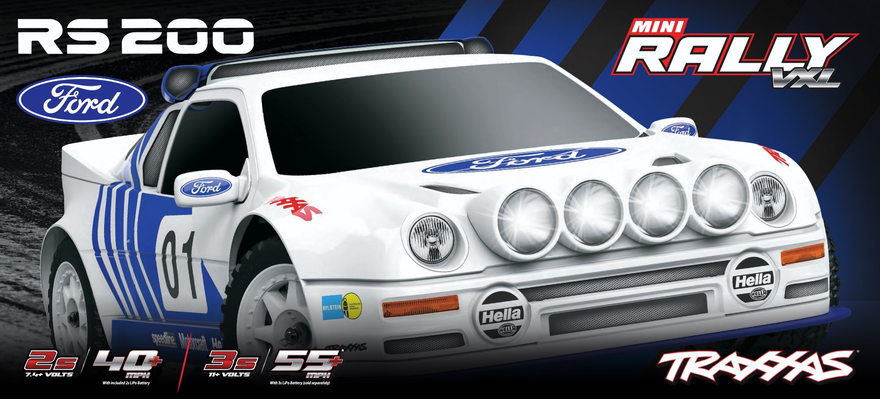 traxxas-1080461-1-Mini-Rally-VXL-Ford-RS200-Group-B-Brushless-RC-Auto