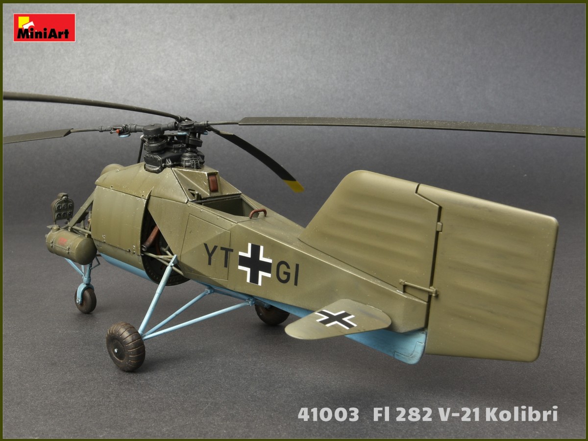 miniart-41003-4-Flettner-FL-282-V-21-Kolibri-Doppelrotor-Militärhubschrauber-Leitwerk