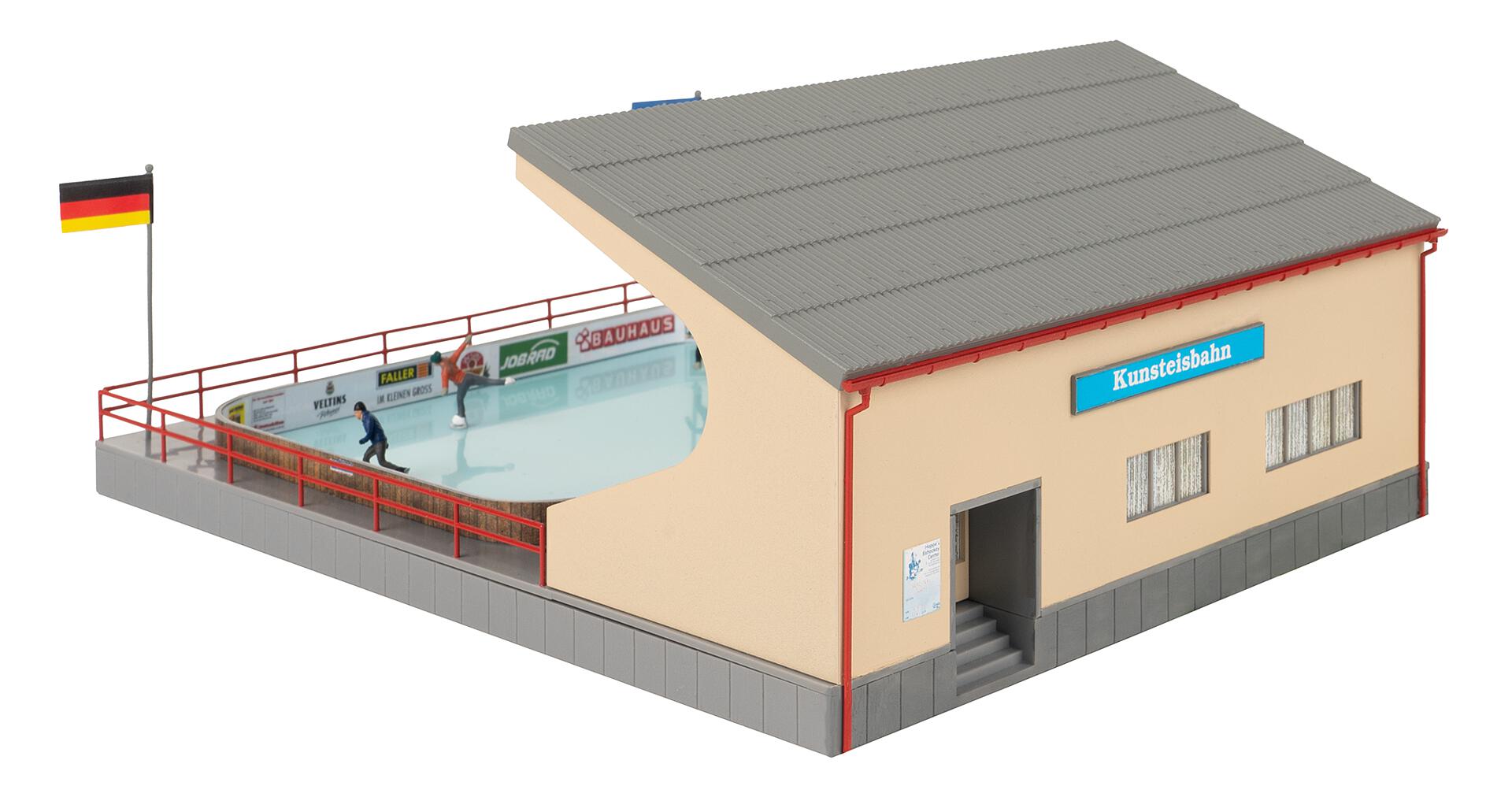 faller-134005-4-Kunsteisbahn-mit-bewegten-Figuren-Wintersport-Eisstadion-Vereinsheim