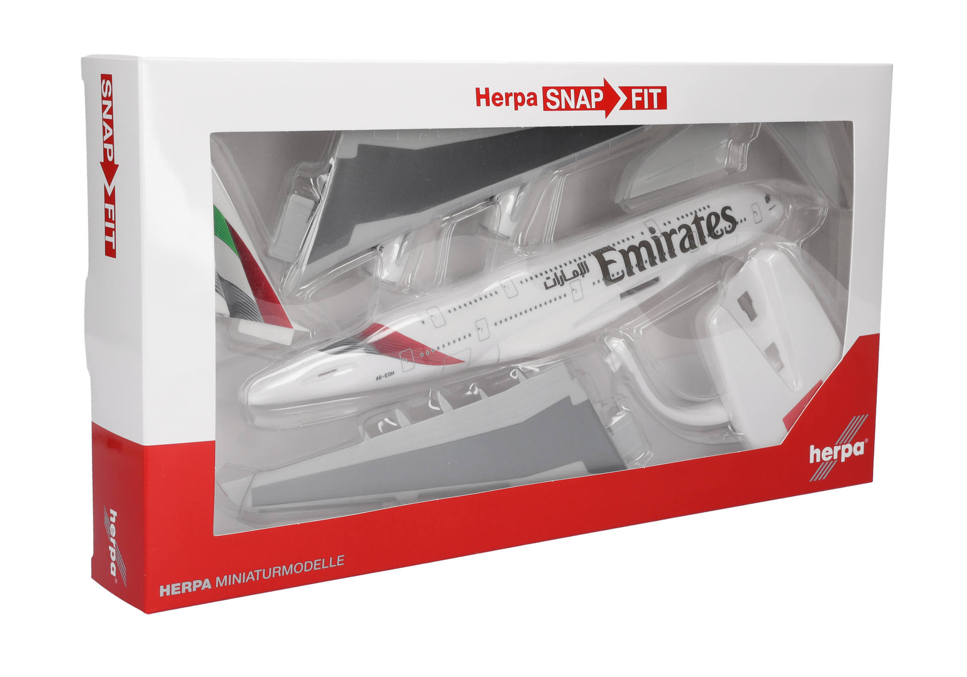 Herpa-614948-3-Emirates-Airbus-A380-Reg-A6-EOH-Modellflugzeug-Verpackung