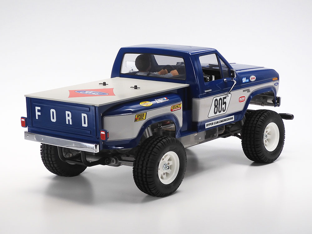 Tamiya-58759-3-Ford-Ranger-F-150-XLT-ferngesteuerter-Retro-Pick-Up-80s-Style-Heckansicht