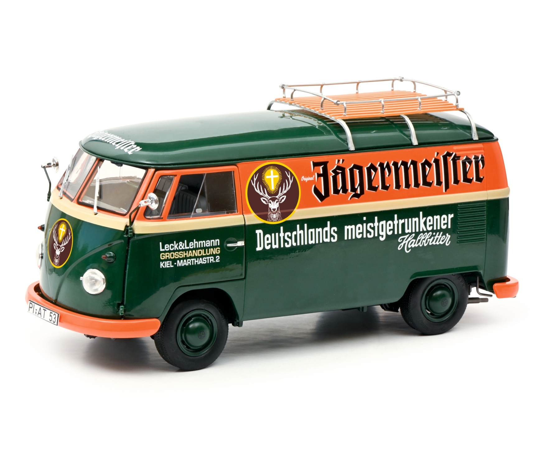 schuco-450026900-1-VW-T1b-Kastenwagen-Jägermeister-mhi-Märklin-Händler-Initiative-Sondermodell-Dachgepäckträger