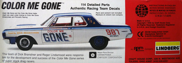 Lindberg Color Me Gone 1964 Dodge 330 Super Stock #72156