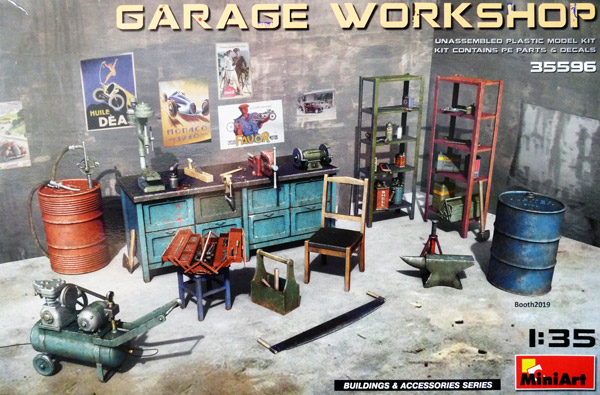 miniart-35596-Garage-Workshop-Werkstattausrüstung-Slotracing-Werkstatt