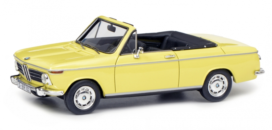 schuco-450908500-1-BMW-2002-Baur-Cabrio-gelb-70s-Flower-Power