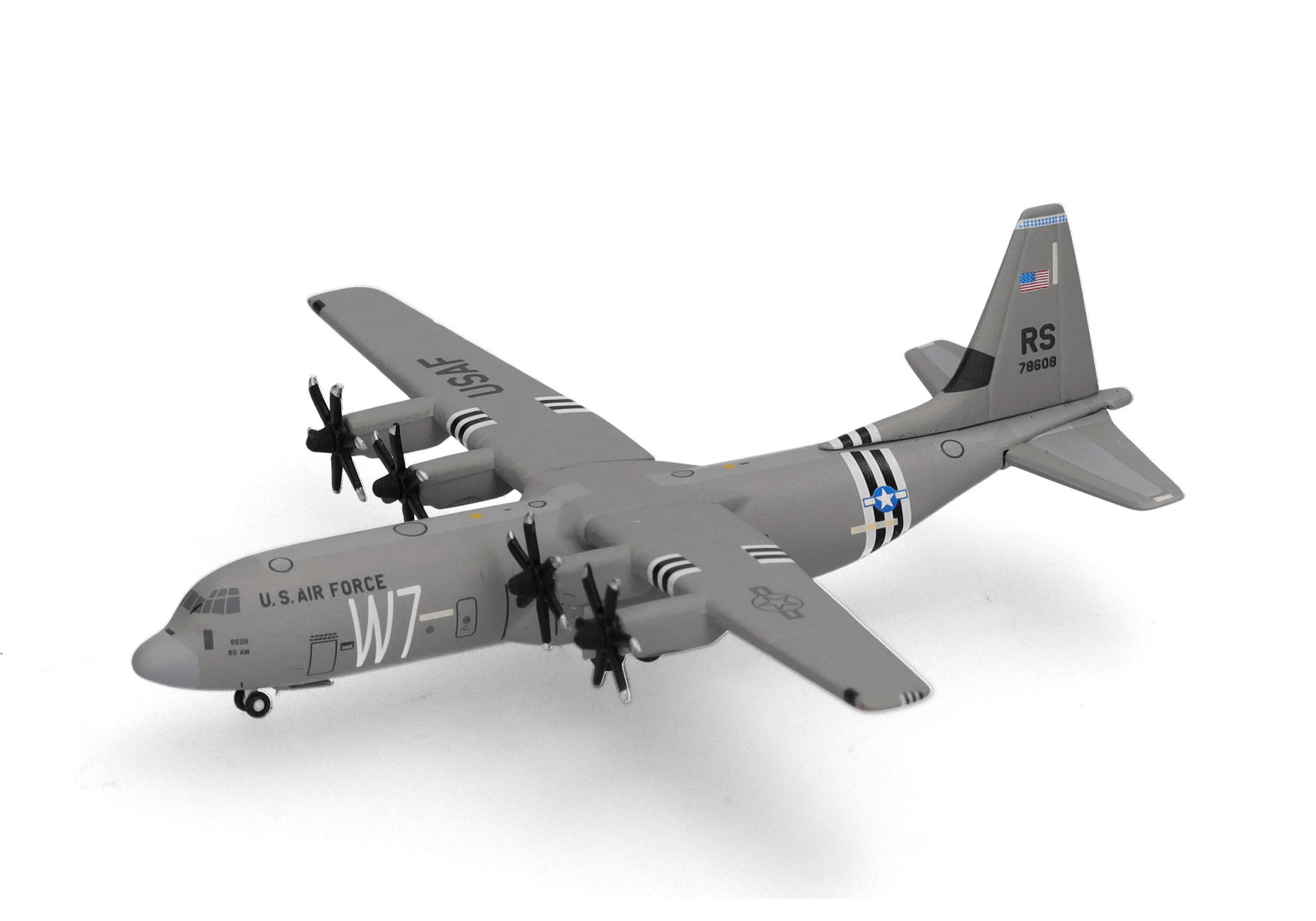 herpa-537452-1-US-Air-Force-Lockheed-Martin-C130J-30-Super-Hercules-37th-Airlift-Squadron-Ramstein-Airbase-Reg-07-8608