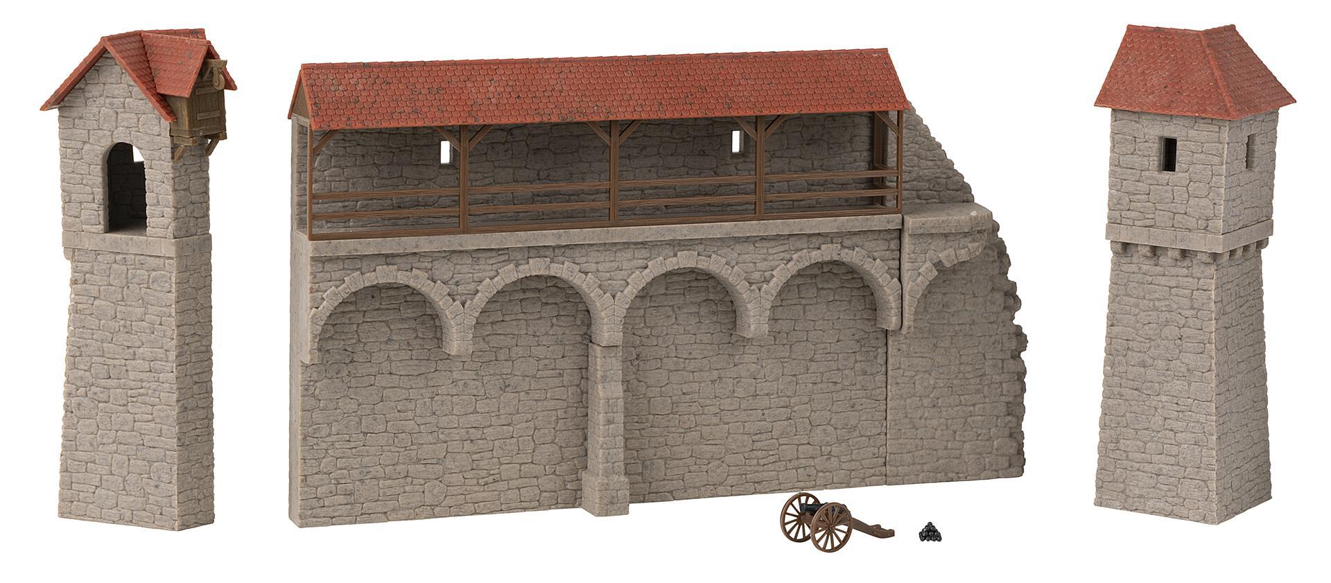 faller-130693-2-Altstadtmauer-Set-Wehrtürme-Mittelalter-fränkische-Ortschaft