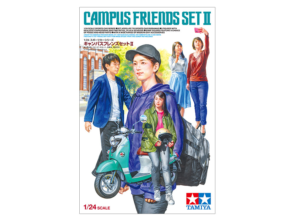 tamiya-24356-2-Campus-Friends-Set-II-Figurenset-Jugendliche-Studenten-Roller-Scooter