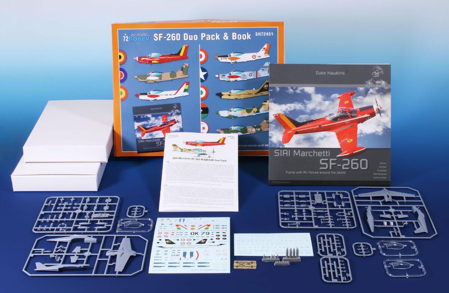 special-hobby-SH72451-2-SIAI-Marchetti-SF-260-Duo-Pack-and-book-limited-edition-Lieferumfang