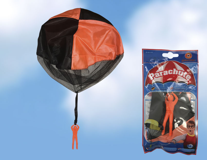 günther-flugspiele-1171-3-Parachute-Fallschirmspringer-Kinder-Werfspielzeug-Gartenspaß