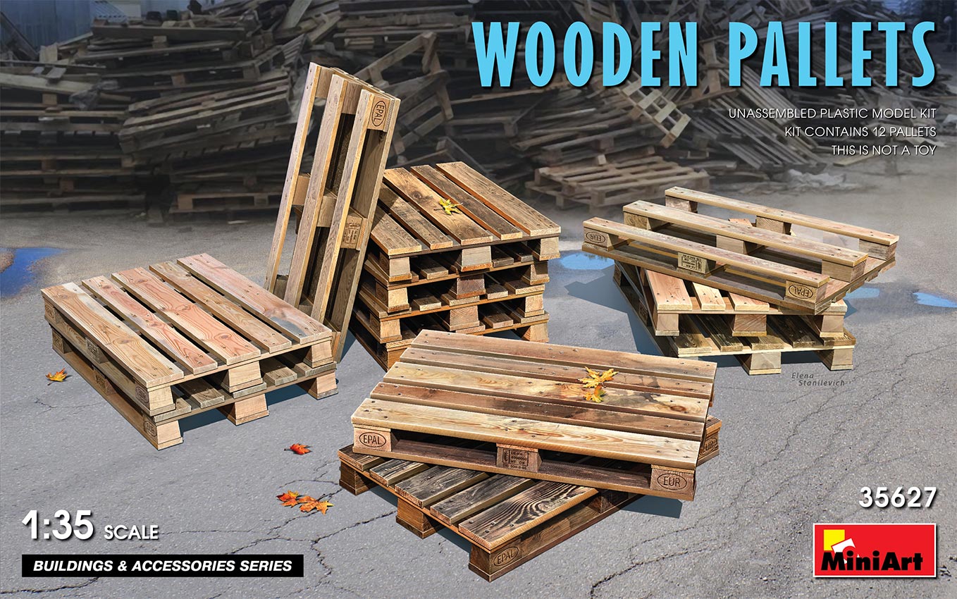 miniart-35627-1-Wooden-Pallets-Holzpaletten-Europaletten-EPAL-neu-für-Diorama