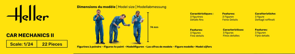 Heller-82756-3-Car-Mechanics-II-Automechaniker-Figurenbausatz-Modellfiguren-Beschreibung