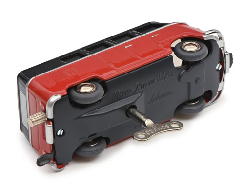 schuco-450197400-3-Micro-Racer-Volkswagen-VW-T1-Kombi-Bus-schwarzbraun-rot-Aufziehmechanismus