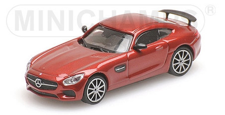 minichamps-870037121-Mercedes-AMG-GTS-2015-rotmetallic-Supersportler